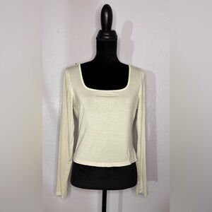 Riyiper Grey, White, and Black Scoop Neck Long Sleeved Top